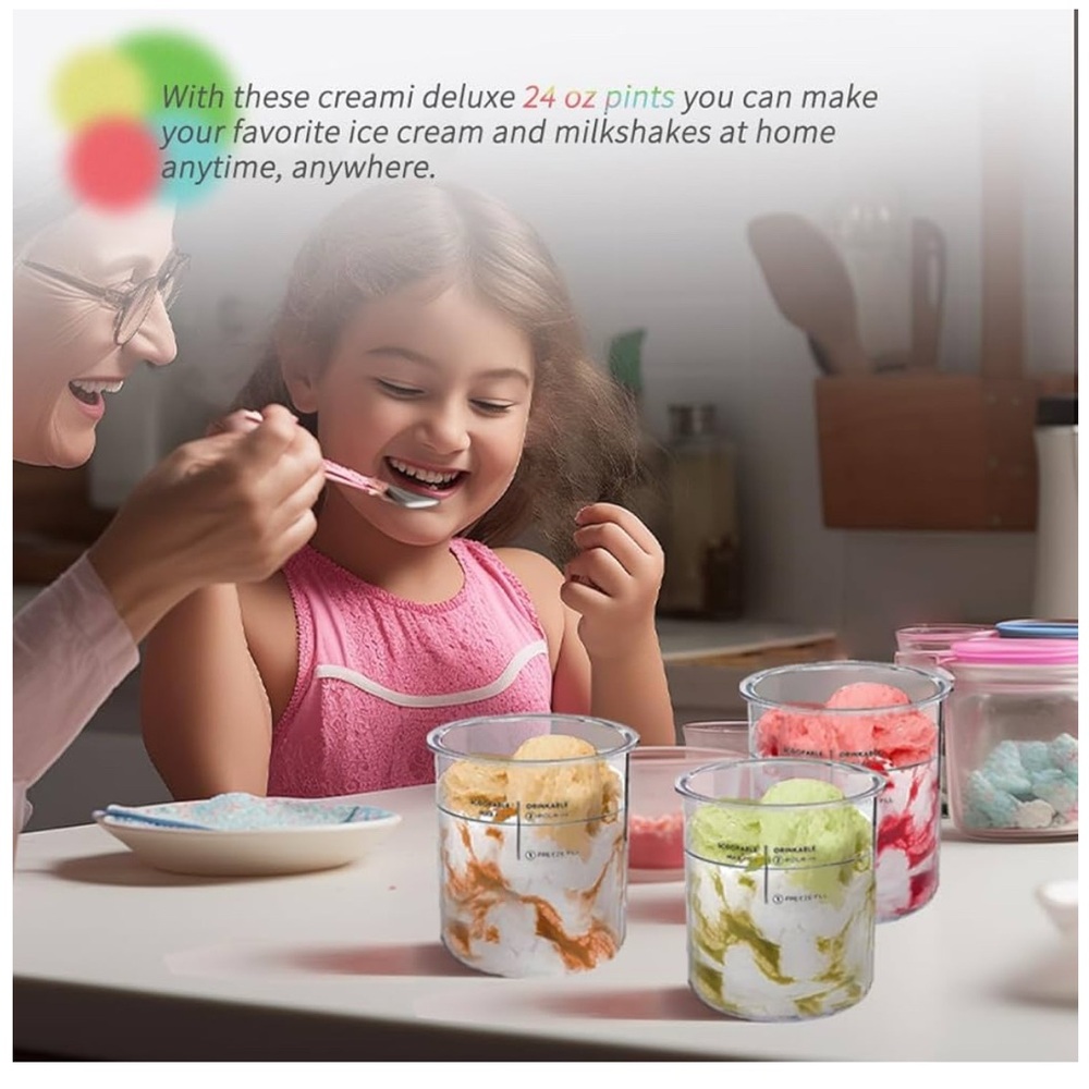 Premium 24 Oz. Pint Ninja Creami Deluxe Containers 4 Pack - Picture 8 of 8